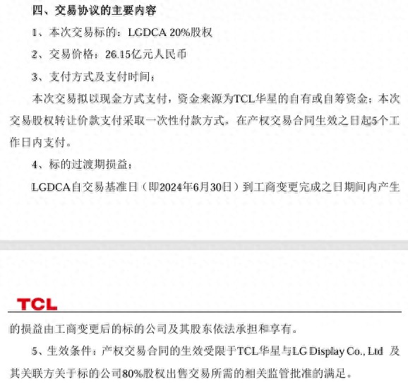 26.15億元收購20%股權,TCL科技拿下LGDCA全部股權