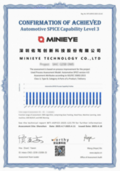 佑駕創(chuàng)新智能座艙DMS項目通過ASPICE CL3評估，驅(qū)動高質(zhì)量交付